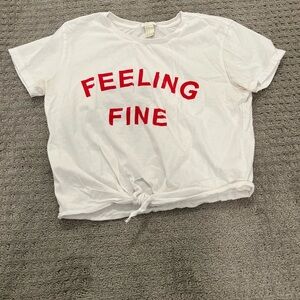 Forever 21 Feeling Fine White Crop Tee